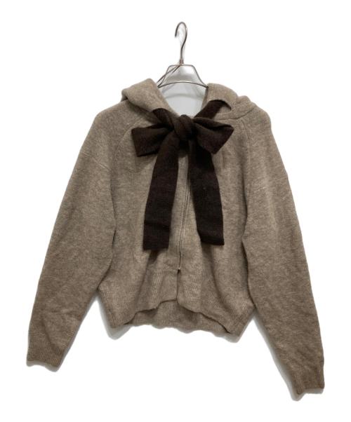 ZARA（ザラ）ZARA (ザラ) フード付きタイベルトニットカーディガン ブラウン サイズ:Lの古着・服飾アイテム