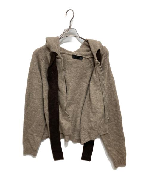 ZARA（ザラ）ZARA (ザラ) フード付きタイベルトニットカーディガン ブラウン サイズ:Lの古着・服飾アイテム