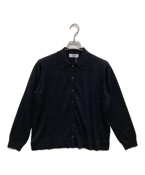 J.PRESS（ジェイプレス）J.PRESS (ジェイプレス) ポロ襟付き カーディガン ブラック サイズ:L 未使用品の古着・服飾アイテム