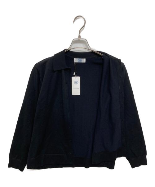 J.PRESS（ジェイプレス）J.PRESS (ジェイプレス) ポロ襟付き カーディガン ブラック サイズ:L 未使用品の古着・服飾アイテム