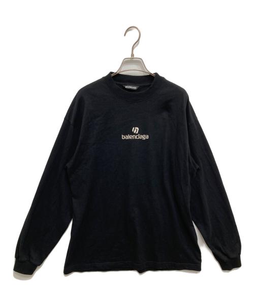 BALENCIAGA（バレンシアガ）BALENCIAGA (バレンシアガ) ロゴ刺繍 長袖カットソー ブラック サイズ:Sの古着・服飾アイテム