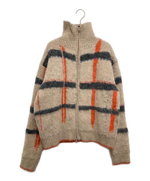 PAMM（パム）PAMM (パム) 透明な空気のチェックジップニット ベージュ サイズ:SIZE2の古着・服飾アイテム