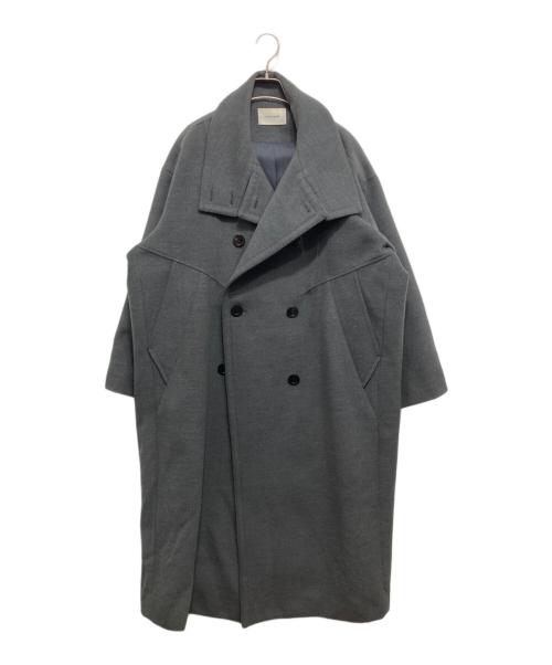 la peau de gem（ラポドゥジェム）la peau de gem (ラポドゥジェム) 2WAYカラーロングダブルコート グレー サイズ:SIZE38の古着・服飾アイテム