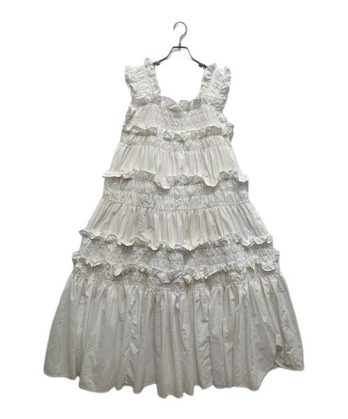 perna（ペルナ）PERNA (ペルナ) ギャザーキャミフリルワンピース ホワイト サイズ:Mの古着・服飾アイテム
