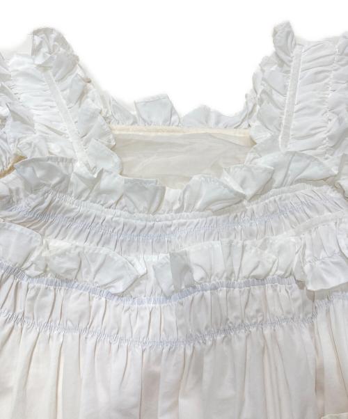 perna（ペルナ）PERNA (ペルナ) ギャザーキャミフリルワンピース ホワイト サイズ:Mの古着・服飾アイテム
