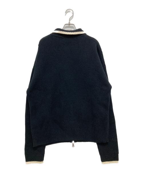 ZARA（ザラ）ZARA (ザラ) コントラストジップアップカーディガン ブラック×ホワイト サイズ:XLの古着・服飾アイテム