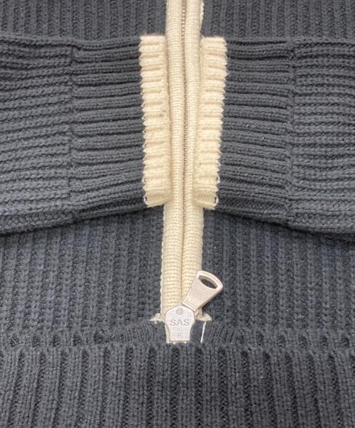 ZARA（ザラ）ZARA (ザラ) コントラストジップアップカーディガン ブラック×ホワイト サイズ:XLの古着・服飾アイテム