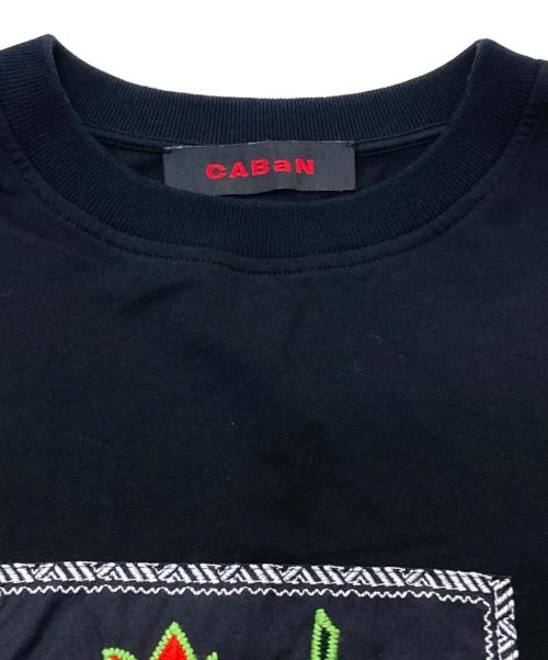 CABAN（キャバン）CABaN (キャバン) スビンコットン IBIZA エンブロイダリーTシャツ ブラック サイズ:Sの古着・服飾アイテム