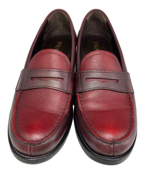 PRADA（プラダ）PRADA (プラダ) バイカラーコインローファー レッド サイズ:SIZE 37 1/2の古着・服飾アイテム
