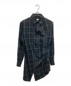 Vivienne Westwood manヴィヴィアン ウェストウッド マン）の古着「変形デザインロングチェックシャツ」｜ブラック