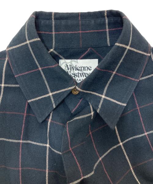 Vivienne Westwood man（ヴィヴィアン ウェストウッド マン）Vivienne Westwood man (ヴィヴィアン ウェストウッド マン) 変形デザインロングチェックシャツ ブラック サイズ:46の古着・服飾アイテム