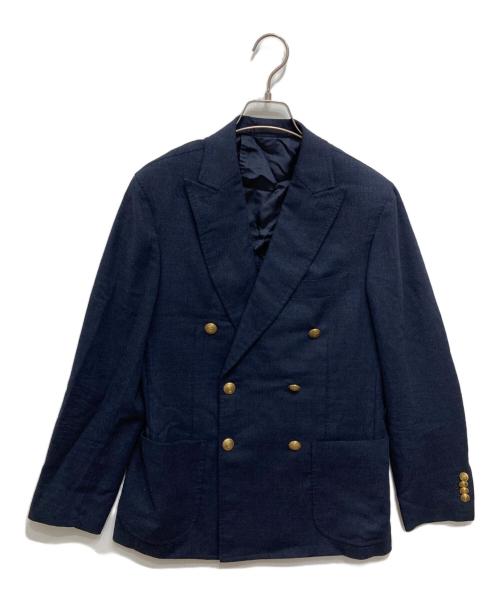 TETSUYA KANDA（テツヤカンダ）TETSUYA KANDA (テツヤカンダ) シルクウールダブルテーラードジャケット ネイビー サイズ:SIZE44の古着・服飾アイテム