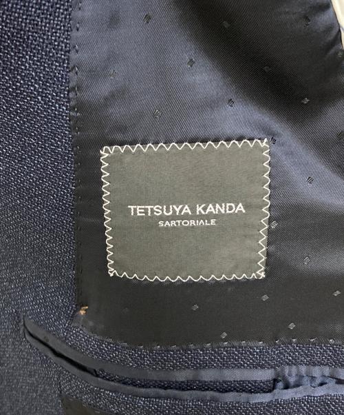 TETSUYA KANDA（テツヤカンダ）TETSUYA KANDA (テツヤカンダ) シルクウールダブルテーラードジャケット ネイビー サイズ:SIZE44の古着・服飾アイテム