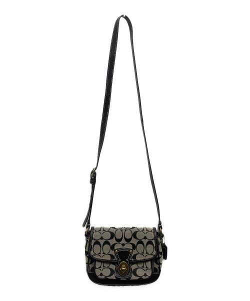 COACH（コーチ）COACH (コーチ) ターンロックシグネチャーショルダーバッグ ベージュ×ブラックの古着・服飾アイテム