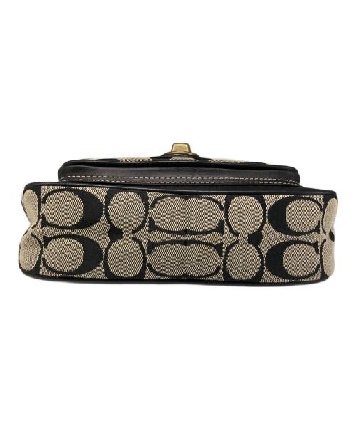 COACH（コーチ）COACH (コーチ) ターンロックシグネチャーショルダーバッグ ベージュ×ブラックの古着・服飾アイテム