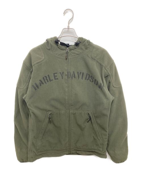 HARLEY-DAVIDSON（ハーレーダビッドソン）HARLEY-DAVIDSON (ハーレーダビッドソン) フーデッドフリースジャケット グリーン サイズ:Sの古着・服飾アイテム