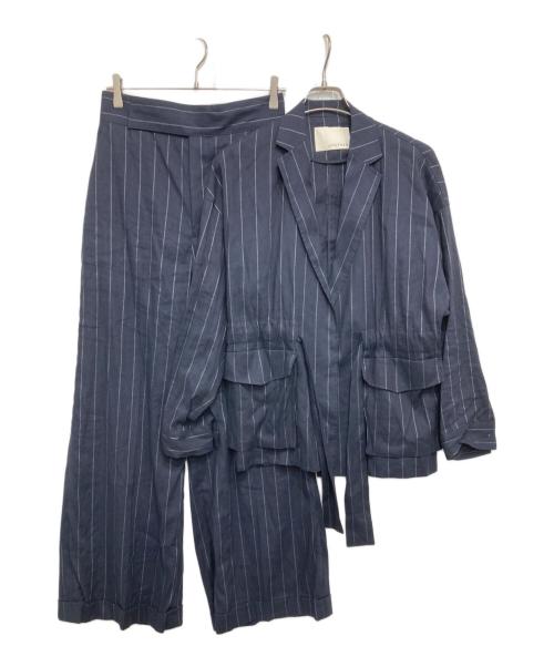 uncrave（アンクレイヴ）uncrave (アンクレイヴ) リネン混ストライプ柄セットアップ ネイビー サイズ:2の古着・服飾アイテム