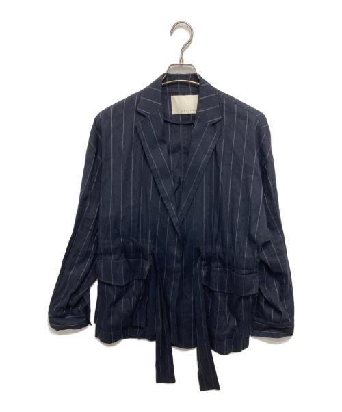 uncrave（アンクレイヴ）uncrave (アンクレイヴ) リネン混ストライプ柄セットアップ ネイビー サイズ:2の古着・服飾アイテム