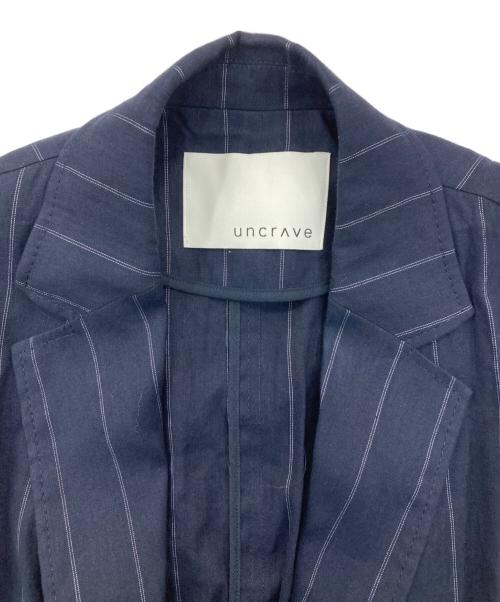 uncrave（アンクレイヴ）uncrave (アンクレイヴ) リネン混ストライプ柄セットアップ ネイビー サイズ:2の古着・服飾アイテム