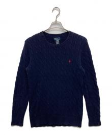 POLO RALPH LAUREN（ポロ・ラルフローレン）の古着「刺繍ケーブルニット」｜ネイビー