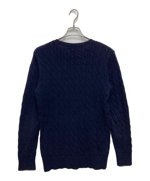 POLO RALPH LAUREN（ポロ・ラルフローレン）POLO RALPH LAUREN (ポロ・ラルフローレン) 刺繍ケーブルニット ネイビー サイズ:XLの古着・服飾アイテム