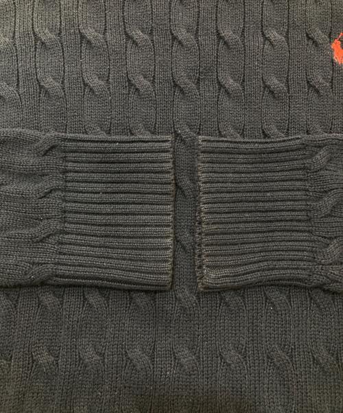 POLO RALPH LAUREN（ポロ・ラルフローレン）POLO RALPH LAUREN (ポロ・ラルフローレン) 刺繍ケーブルニット ネイビー サイズ:XLの古着・服飾アイテム