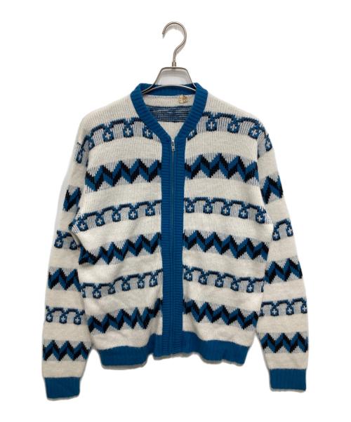 USED（ユーズド）USED (ユーズド) 60’sジップニットカーディガン ホワイト サイズ:Lの古着・服飾アイテム