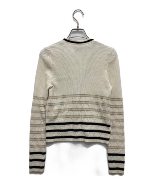 CHANEL（シャネル）CHANEL (シャネル) ココマークボタンハートボーダーカーディガン ホワイト サイズ:40の古着・服飾アイテム