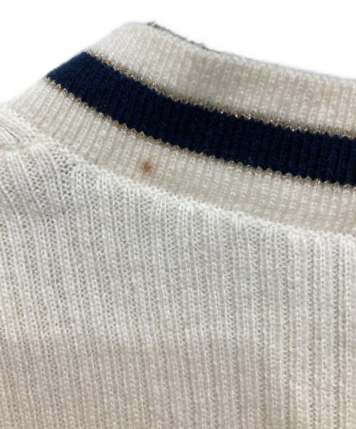 CHANEL（シャネル）CHANEL (シャネル) ココマークボタンハートボーダーカーディガン ホワイト サイズ:40の古着・服飾アイテム