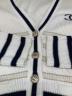 中古・古着 CHANEL (シャネル) ココマークボタンハートボーダーカーディガン ホワイト サイズ:40：230000円