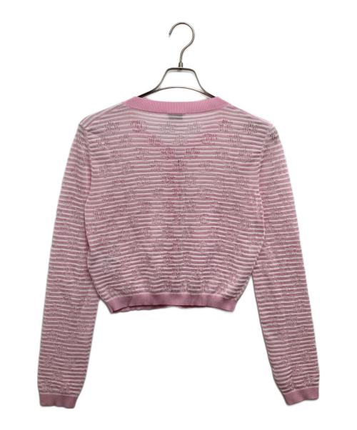CHANEL（シャネル）CHANEL (シャネル) ココマークロゴラインストーンボタンボレロカーディガン ピンク サイズ:SIZE38の古着・服飾アイテム