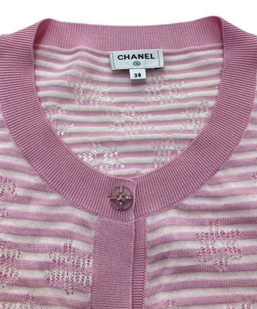 CHANEL（シャネル）CHANEL (シャネル) ココマークロゴラインストーンボタンボレロカーディガン ピンク サイズ:SIZE38の古着・服飾アイテム