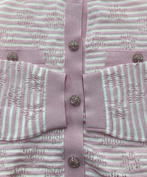 CHANEL（シャネル）CHANEL (シャネル) ココマークロゴラインストーンボタンボレロカーディガン ピンク サイズ:SIZE38の古着・服飾アイテム