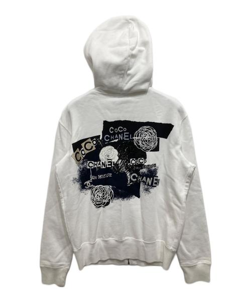 CHANEL（シャネル）CHANEL (シャネル) ココマークスパンコールグラフィティジップパーカー ホワイト サイズ:XSの古着・服飾アイテム
