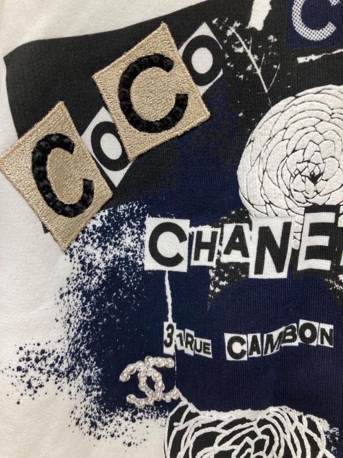 CHANEL（シャネル）CHANEL (シャネル) ココマークスパンコールグラフィティジップパーカー ホワイト サイズ:XSの古着・服飾アイテム