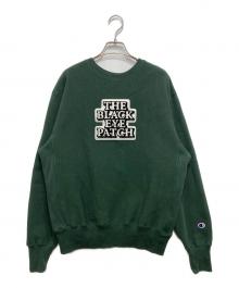 THE BLACK EYE PATCH×Champion（ブラックアイパッチ×チャンピオン）の古着「OG LABEL CREW SWEAT/コラボロゴスウェット」｜グリーン