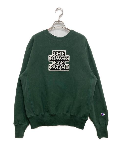 THE BLACK EYE PATCH（ブラックアイパッチ）THE BLACK EYE PATCH (ブラックアイパッチ) Champion (チャンピオン) OG LABEL CREW SWEAT/コラボロゴスウェット グリーン サイズ:Sの古着・服飾アイテム