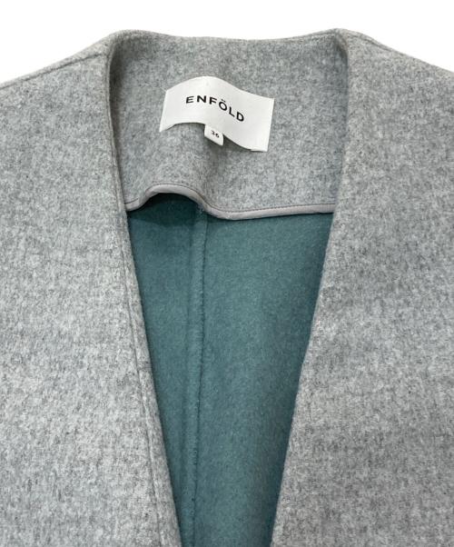 ENFOLD（エンフォルド）ENFOLD (エンフォルド) ウールリバーバイカラーコート グレー サイズ:SZIE36の古着・服飾アイテム