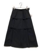 Pachmanパハマン）の古着「RIBBON LINE SKIRT/リボンミディスカート」｜ブラック