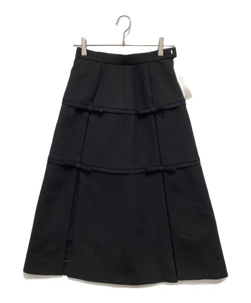 Pachman（パハマン）pachman (パハマン) RIBBON LINE SKIRT/リボンミディスカート ブラック サイズ:38 未使用品の古着・服飾アイテム