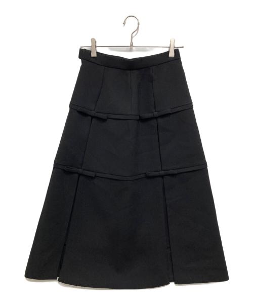 Pachman（パハマン）pachman (パハマン) RIBBON LINE SKIRT/リボンミディスカート ブラック サイズ:38 未使用品の古着・服飾アイテム