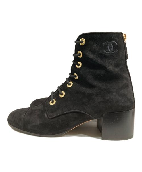CHANEL（シャネル）CHANEL (シャネル) スエードレースアップブーツ ブラック サイズ:37Cの古着・服飾アイテム
