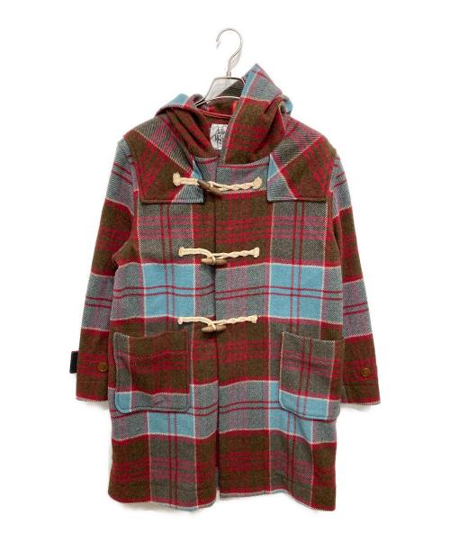 Vivienne Westwood man（ヴィヴィアン ウェストウッド マン）Vivienne Westwood man (ヴィヴィアン ウェストウッド マン) CHECK DUFFLE COAT/チェック柄ロングダッフルコート レッド×スカイブルー サイズ:SIZE 44の古着・服飾アイテム