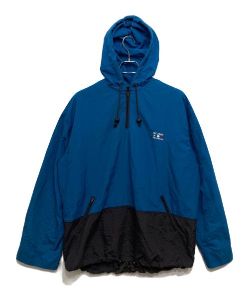 stussy（ステューシー）stussy (ステューシー) 90’S アノラックパーカー ブルー×ブラック サイズ:Lの古着・服飾アイテム