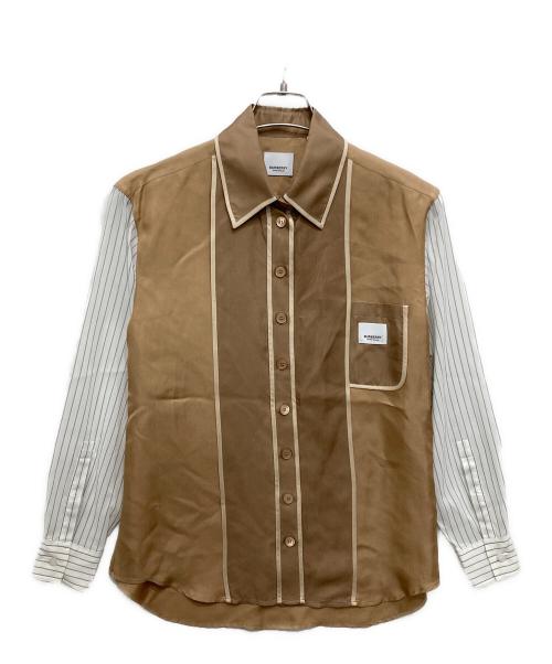 BURBERRY（バーバリー）BURBERRY (バーバリー) シルクサテンシャツ/パネルフロントシルクファイルシャツ ベージュ サイズ:SIZE36の古着・服飾アイテム