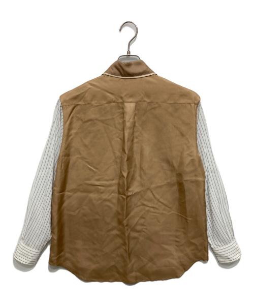 BURBERRY（バーバリー）BURBERRY (バーバリー) シルクサテンシャツ/パネルフロントシルクファイルシャツ ベージュ サイズ:SIZE36の古着・服飾アイテム