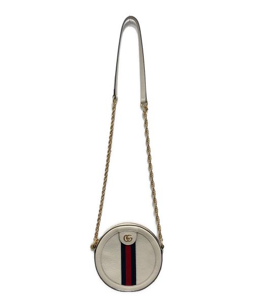 GUCCI（グッチ）GUCCI (グッチ) OPHIDIA/ミニラウンドチェーンショルダーバッグ ホワイトの古着・服飾アイテム