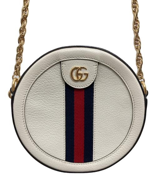 GUCCI（グッチ）GUCCI (グッチ) OPHIDIA/ミニラウンドチェーンショルダーバッグ ホワイトの古着・服飾アイテム