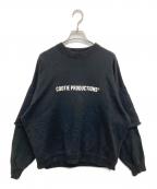 COOTIE PRODUCTIONSクーティープロダクツ）の古着「CELLIE CREWNECK SWEATSHIRT/レイヤードスウェット」｜ブラック