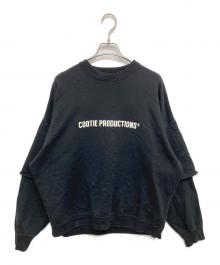 COOTIE PRODUCTIONS（クーティープロダクツ）の古着「CELLIE CREWNECK SWEATSHIRT/レイヤードスウェット」｜ブラック